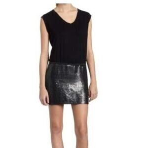 BCBGmaxazria Mini Dress Womens 6 Black Sleeveless Sequin Cocktail Glam Chic NEW